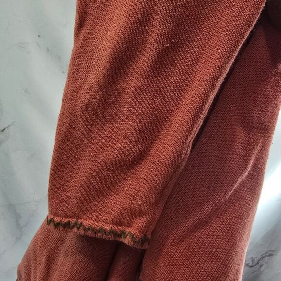 Vintage Sweater Womens 3X Coral 90s Y2K Artsy Coastal Cotton Ramie Embroidered - Picture 12 of 13